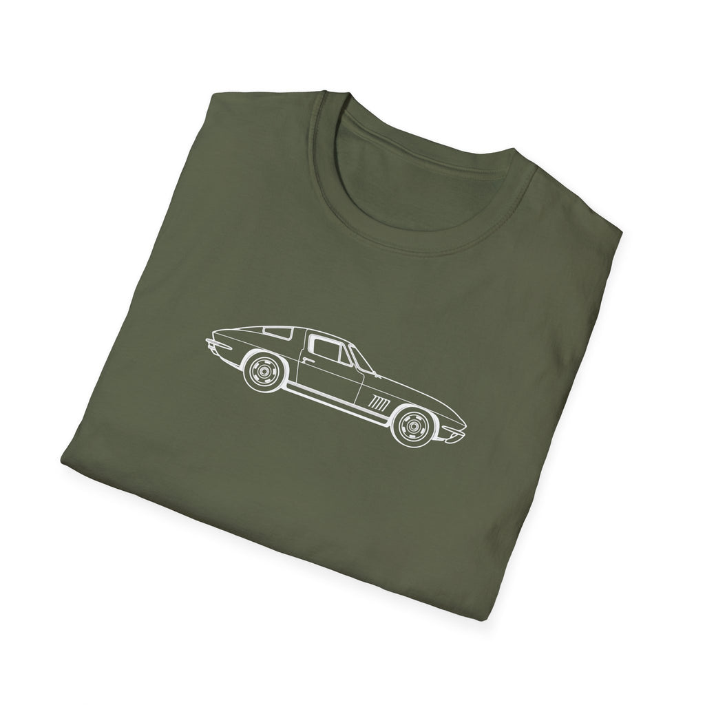 Classic Corvette Outline T-Shirt — Minimal Sports Car Tee